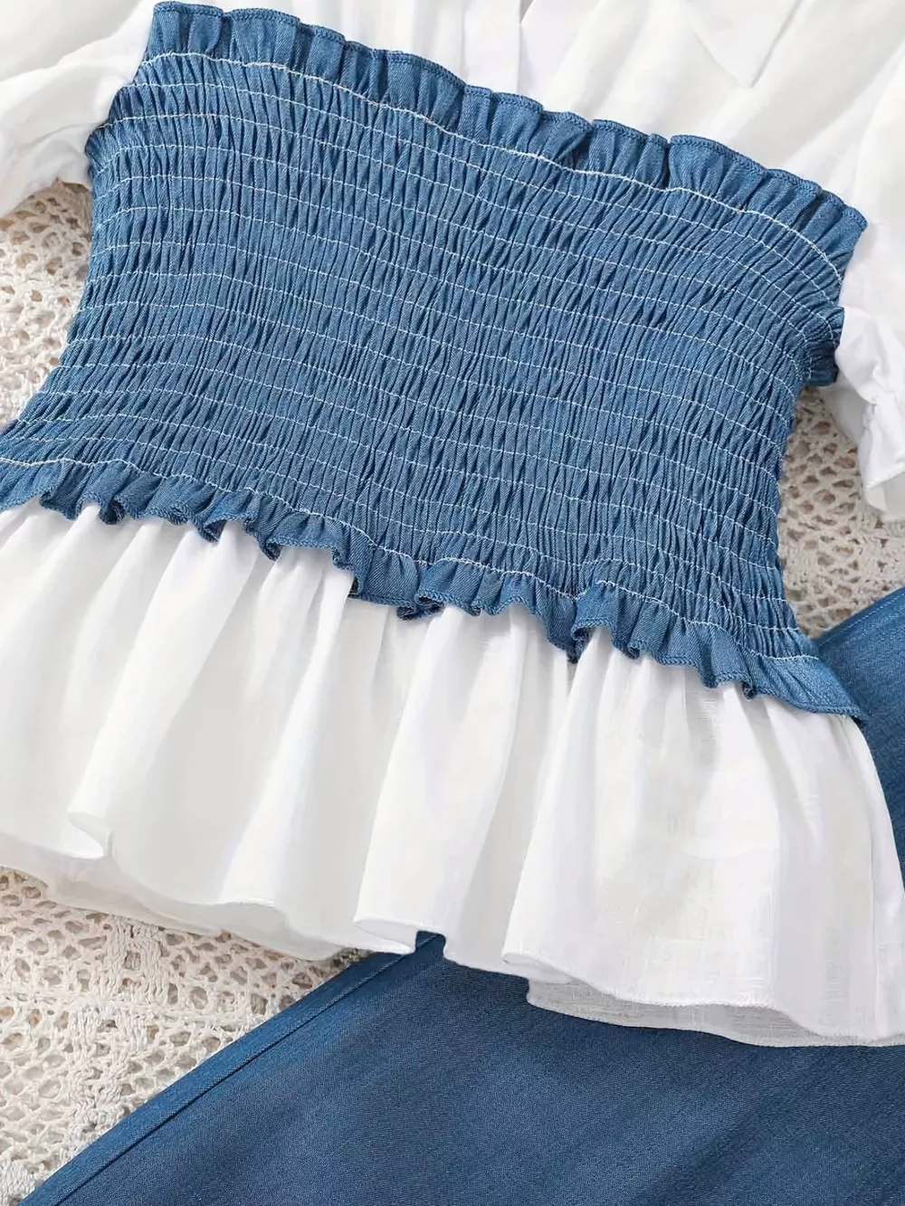 Children's Smocked Blouse and Wide Leg Pants Set, image 3