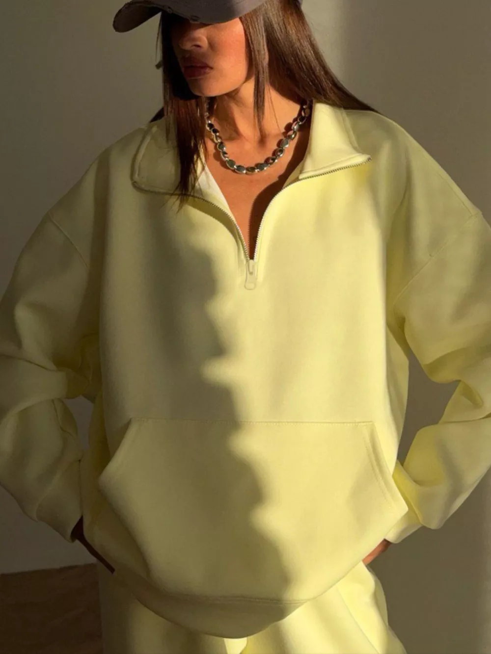 Quarter-Zip Top and Wide-Leg Sweatpants Set, image 7
