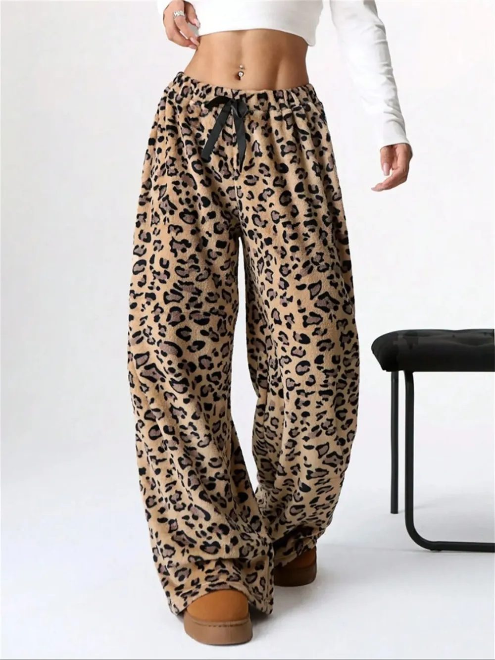 Leopard Wide Leg Plush Pants, image 19