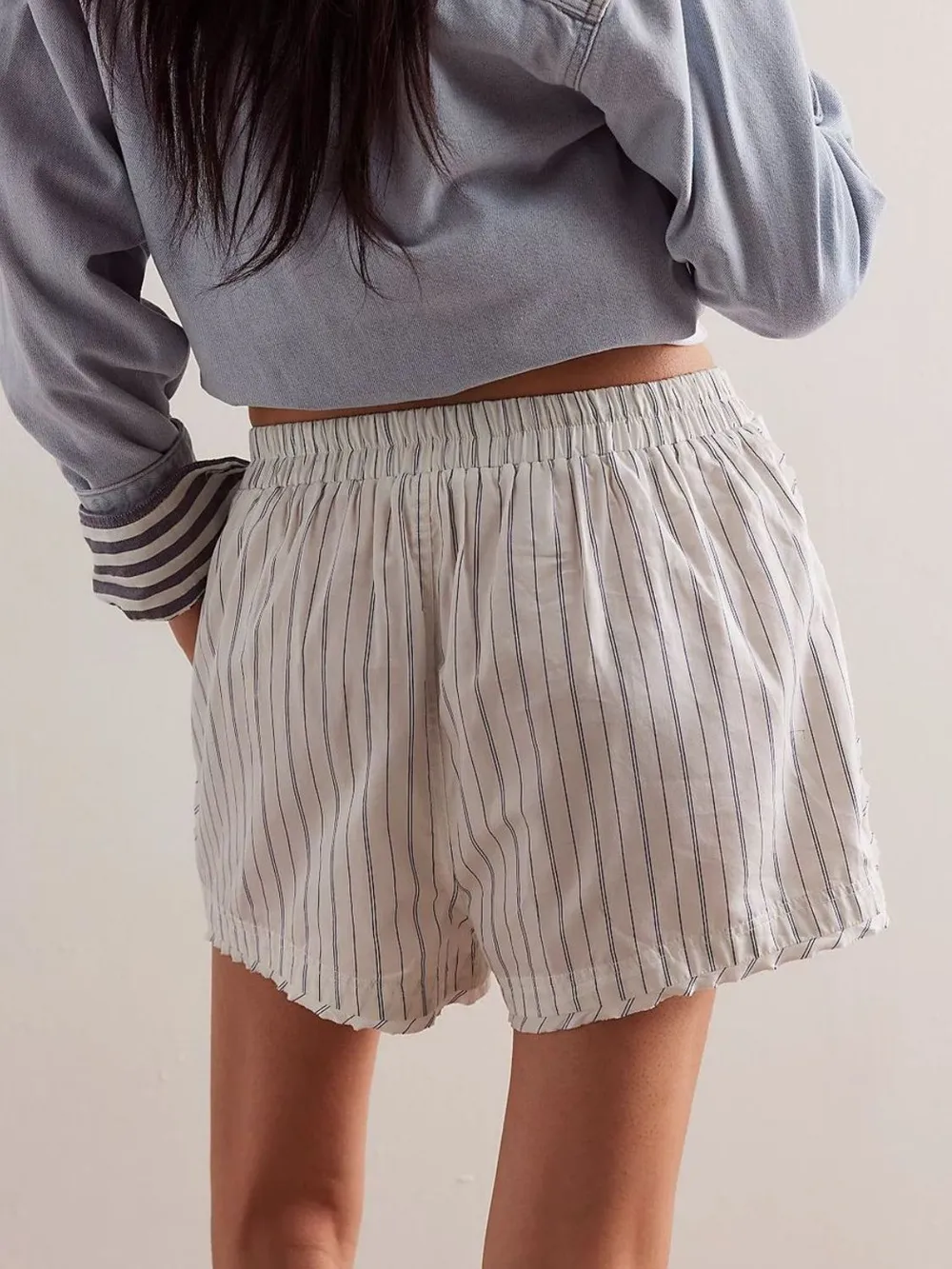 Striped Elastic Waist Shorts, image 14