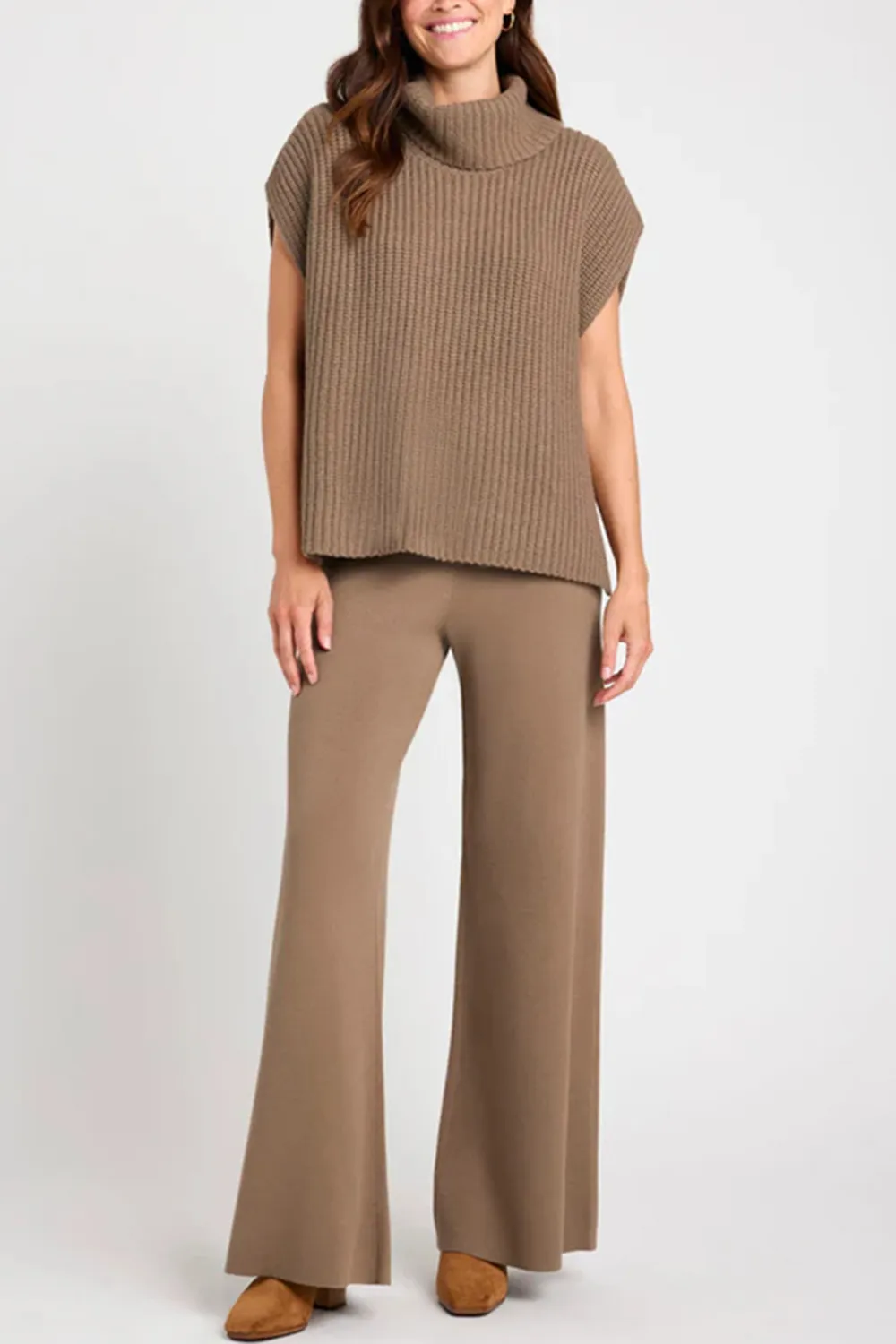 Slit Turtleneck Cap Sleeve Sweater, image 4