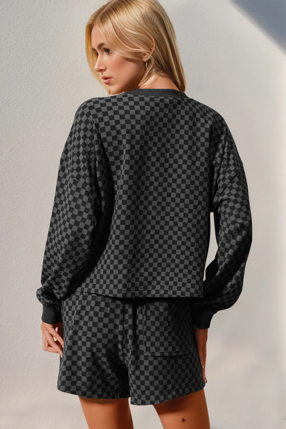 Checkered Half Button Top and Shorts Set, image 5