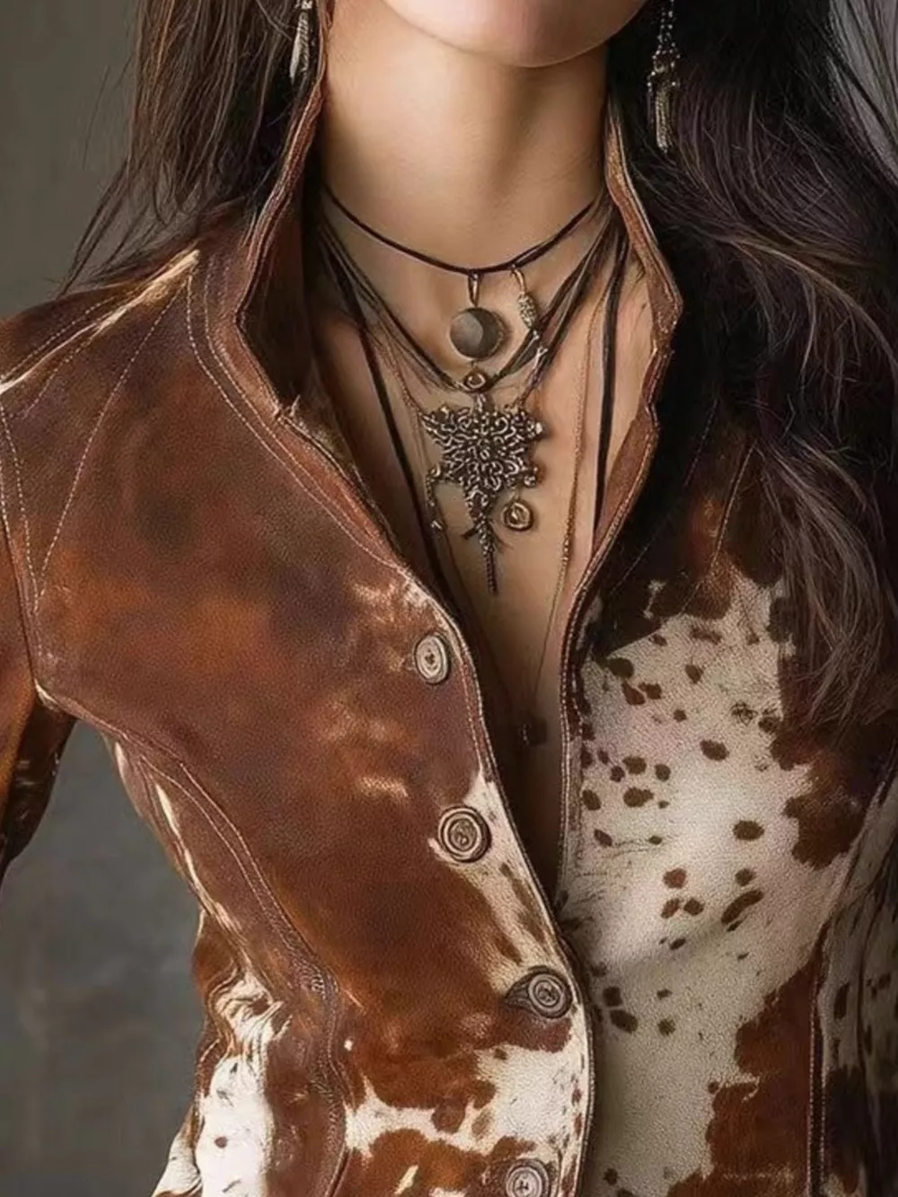Cow Print Button Up Jacket, image 2