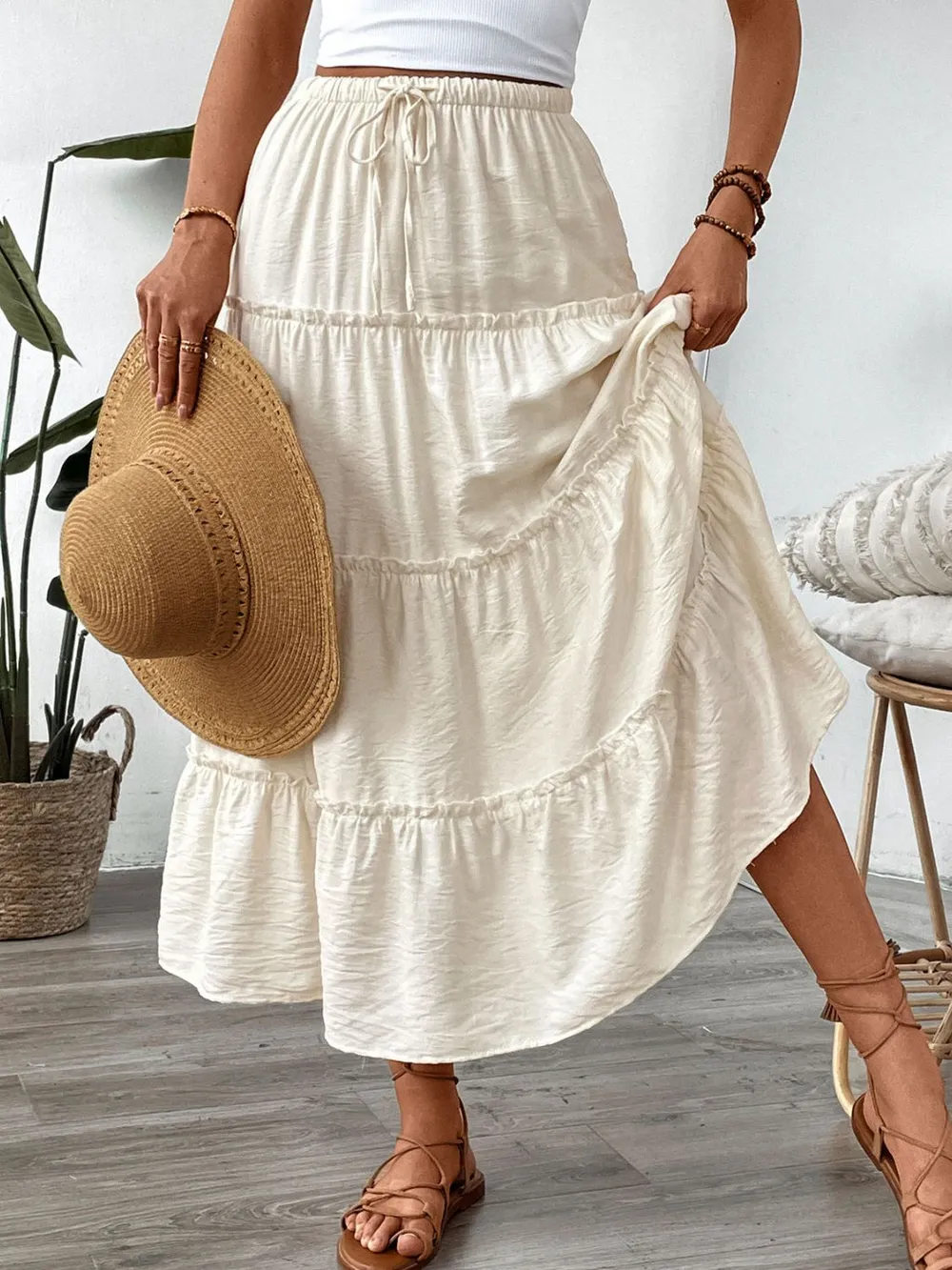 Drawstring Frill Tiered Skirt, image 7