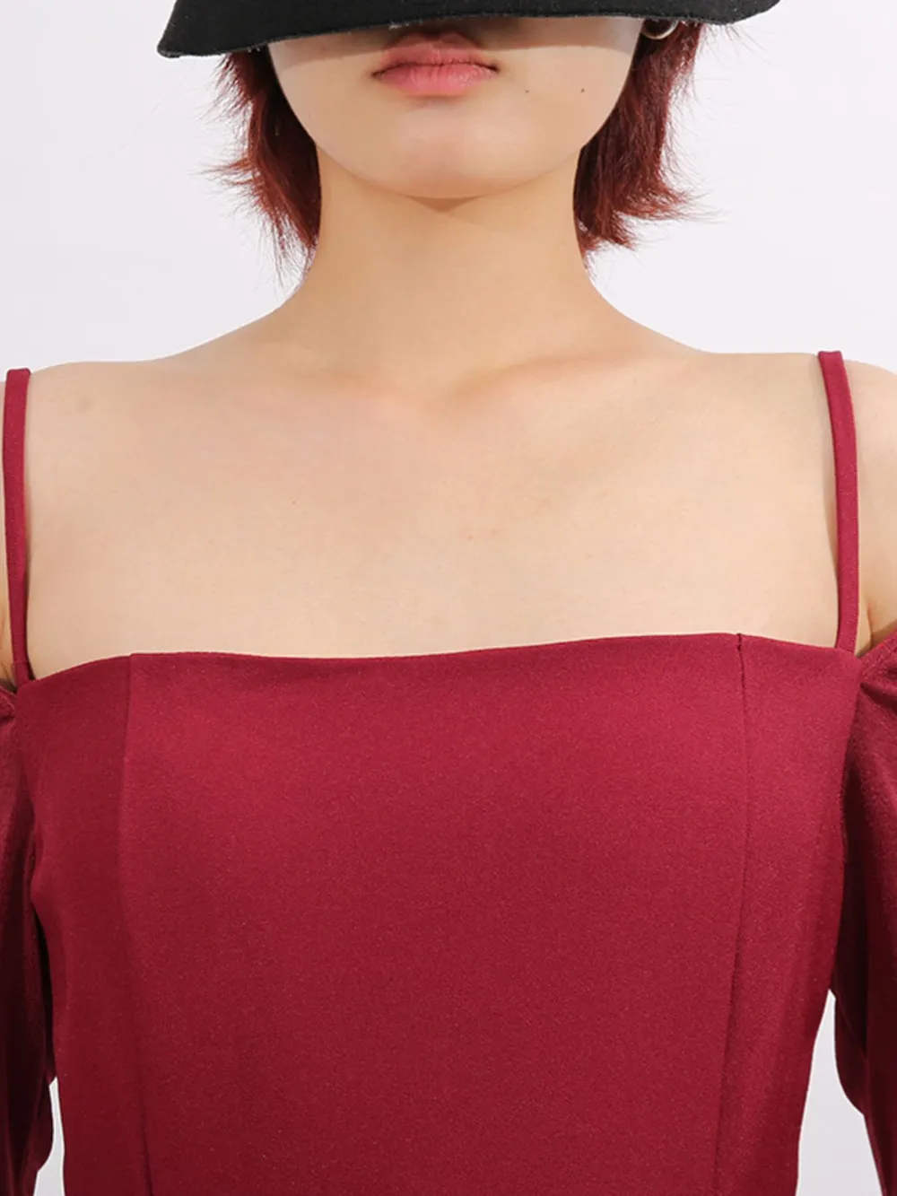 Slit Spaghetti Strap Long Sleeve Dress, image 6