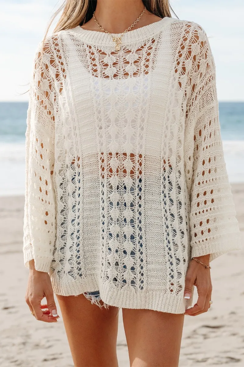 Hollow Out Drop Shoulder Sweater, image 11