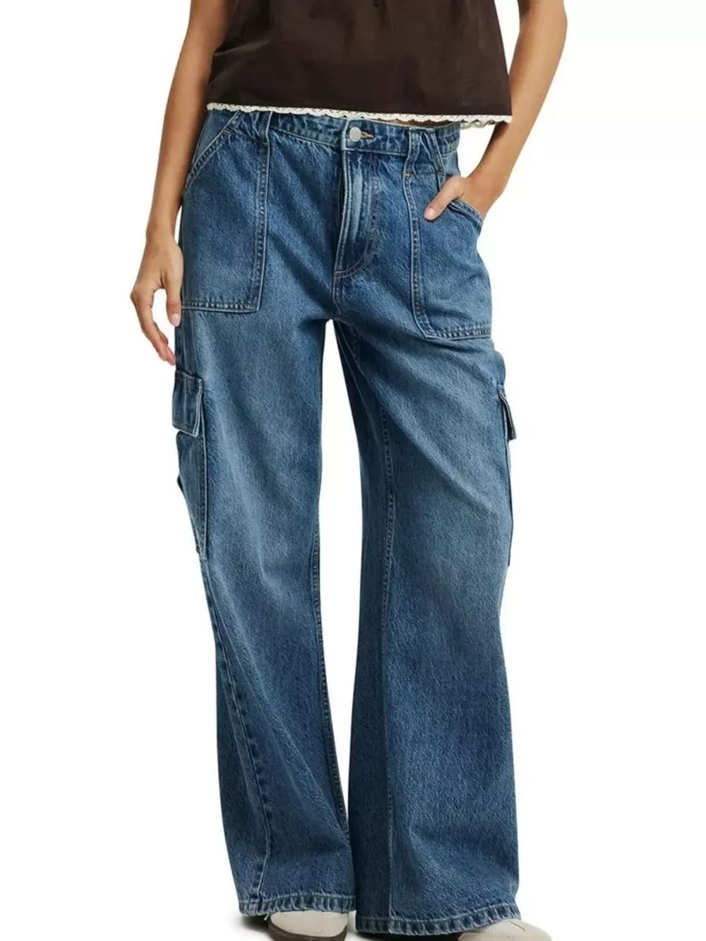 Wide Leg Cargo Jeans, image 2