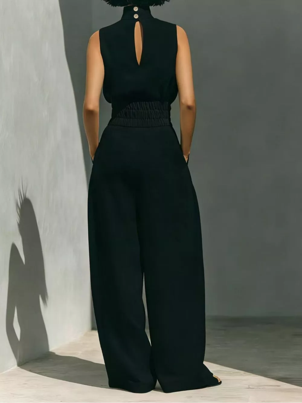 Turtleneck Sleeveless Top and Wide-Leg Pants Set, image 10