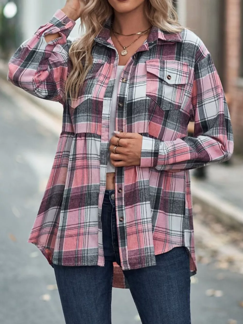 Plaid Button-Down Long Sleeve Shirt, image 17