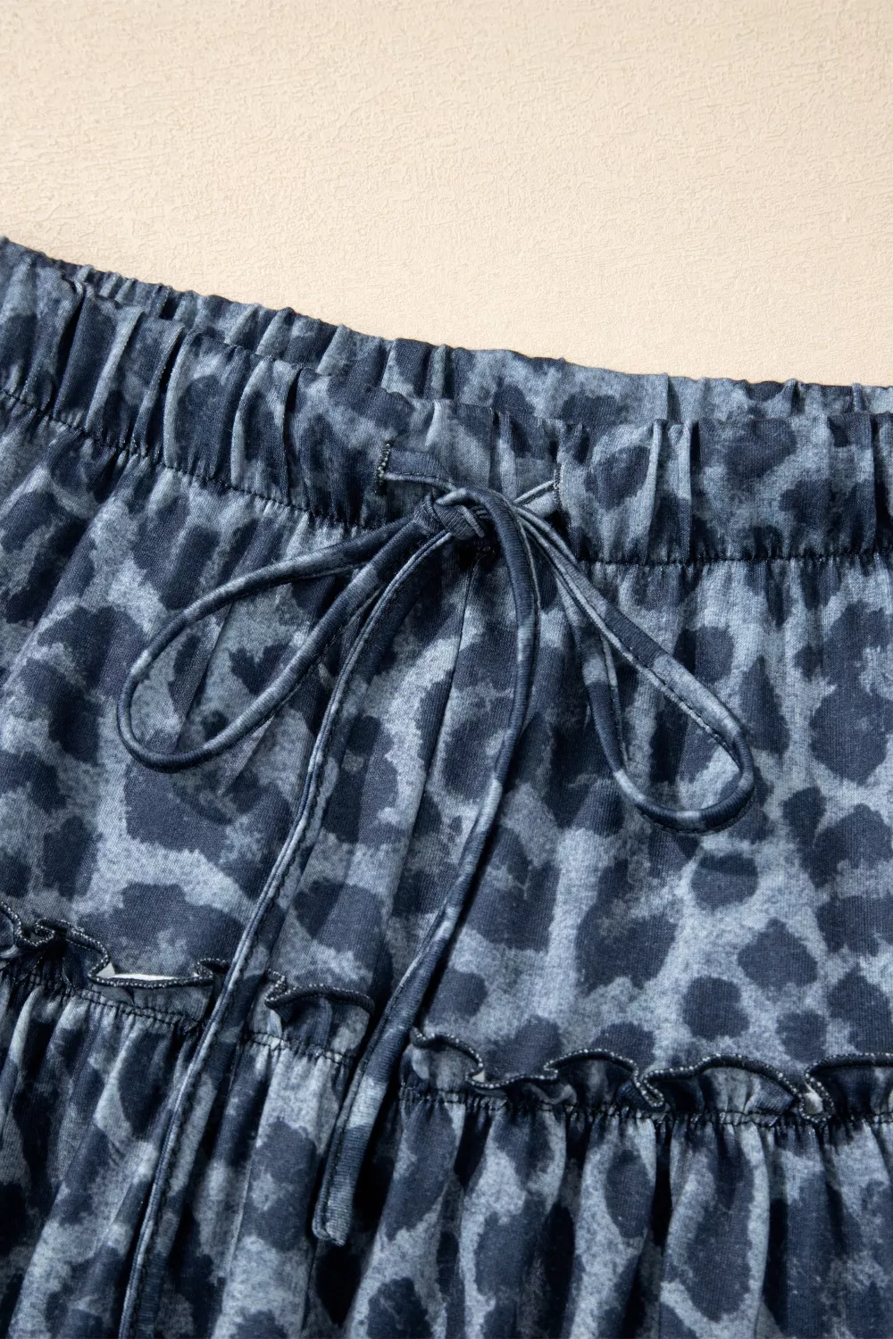 Leopard Print Frilled Detail Drawstring Wide Leg Pants, image 8