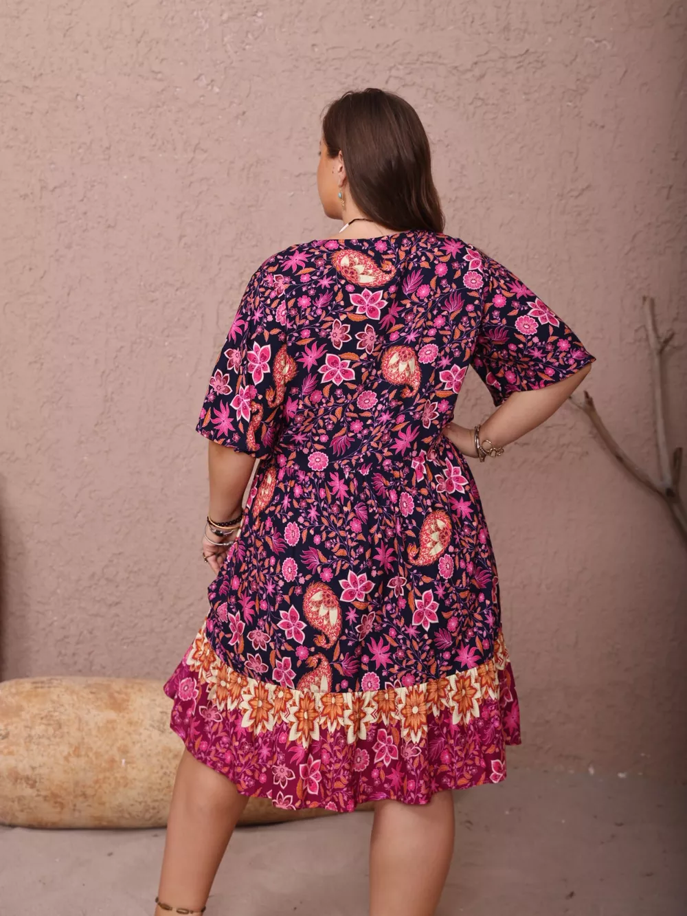 Plus Size Floral Flutter Sleeve Dress, image 6