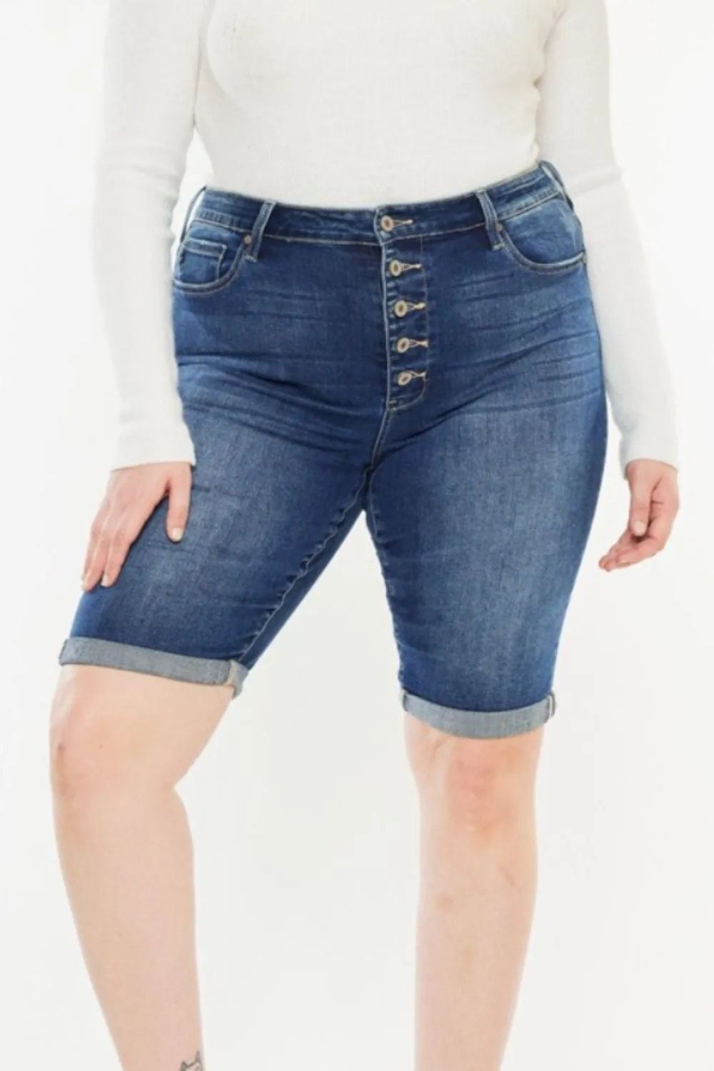 Full Size Cat's Whiskers Button Fly Denim Shorts, image 10