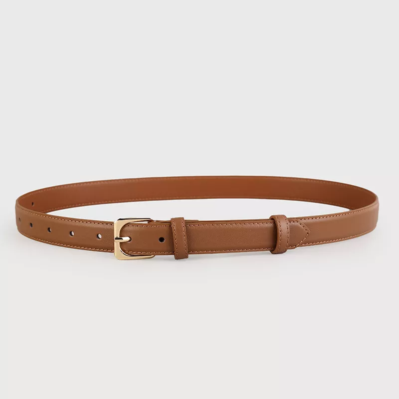Classic Leather Belt with Golden Buckle, image 6