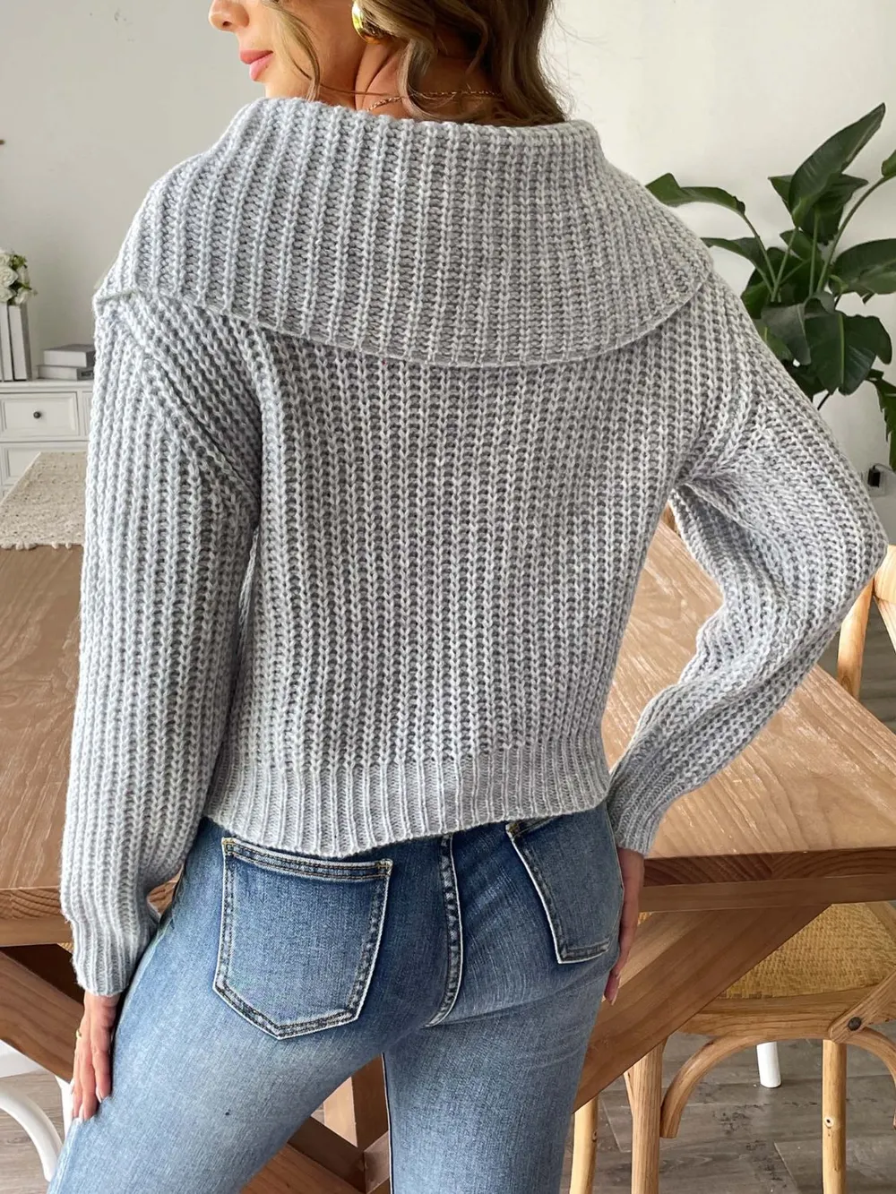 Cable-Knit Long Sleeve Sweater, image 3