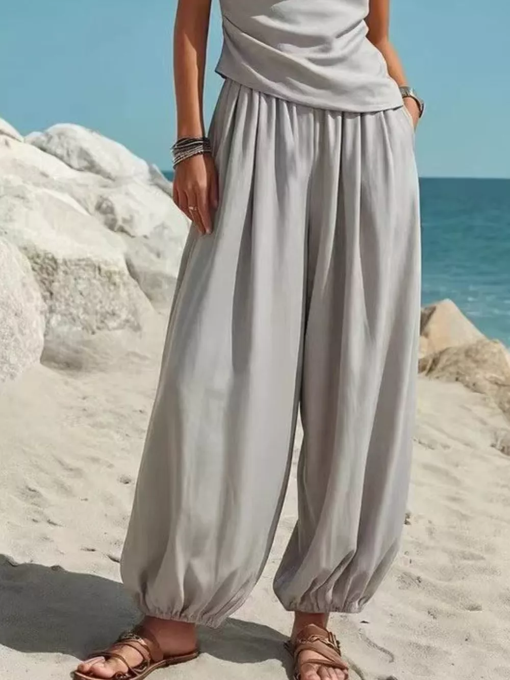 Full Size One-Shoulder Top and Wide Leg Pants Set Plus Size, image 9