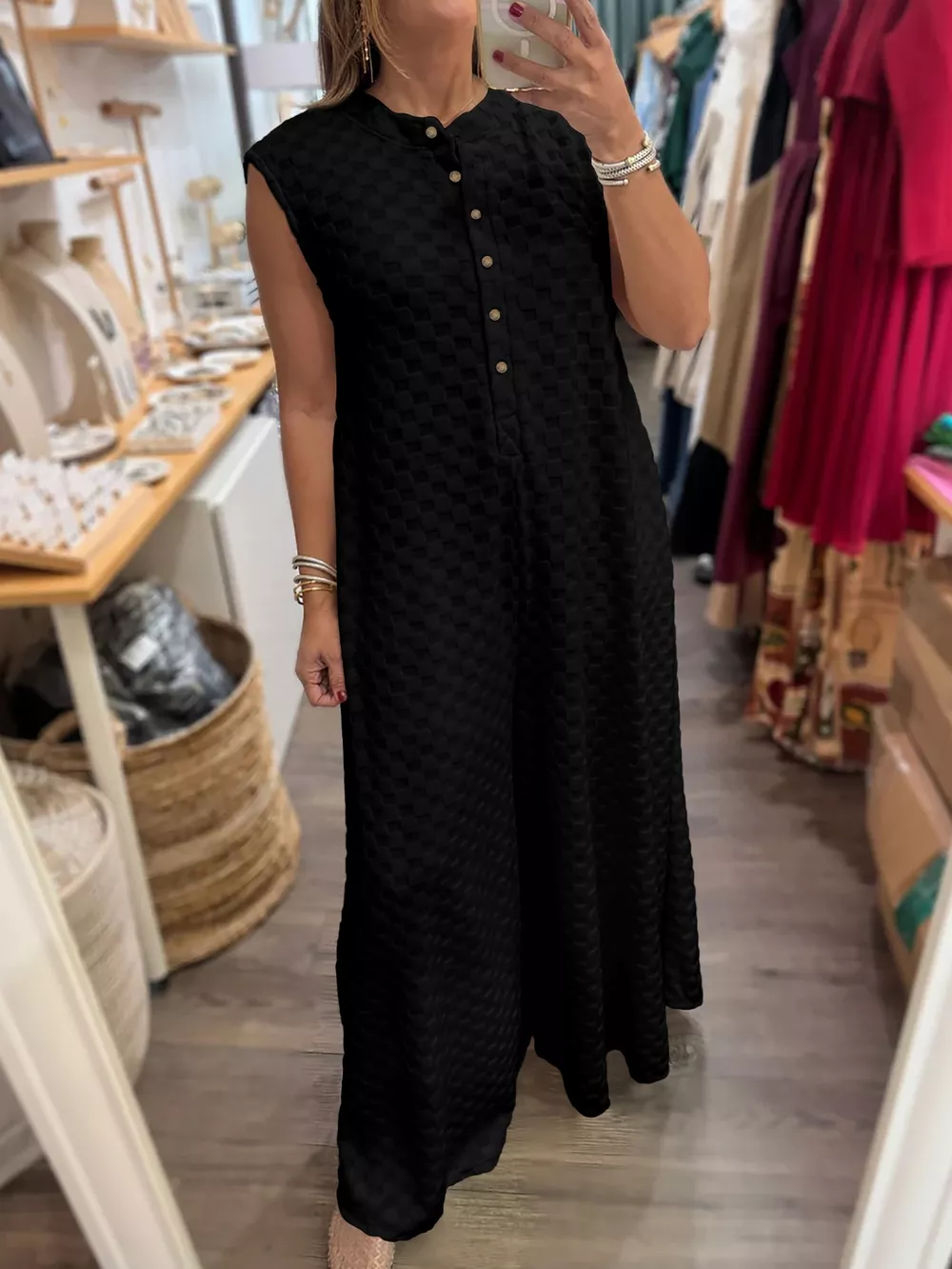 Checkered Sleeveless Wide Leg Jumpsuit