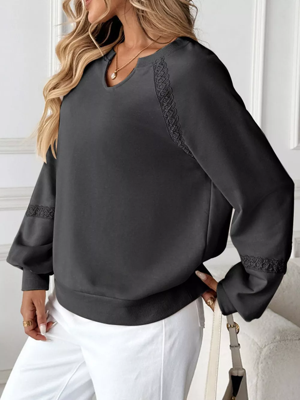Notched Raglan Sleeve Sweatshirt, image 31