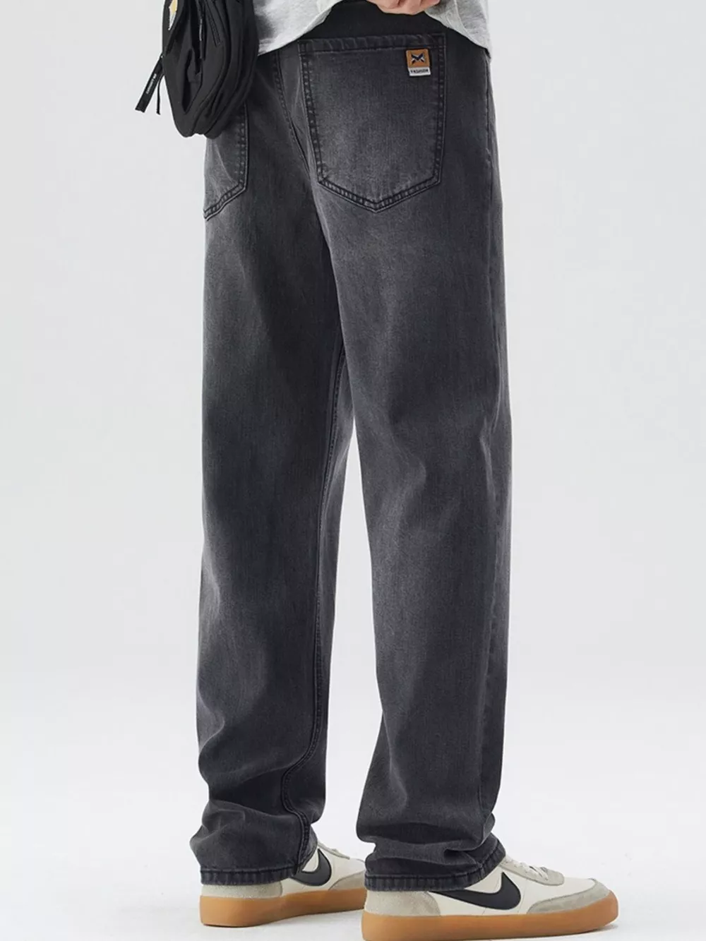 Men's Wide Leg Jeans with Pockets, image 4