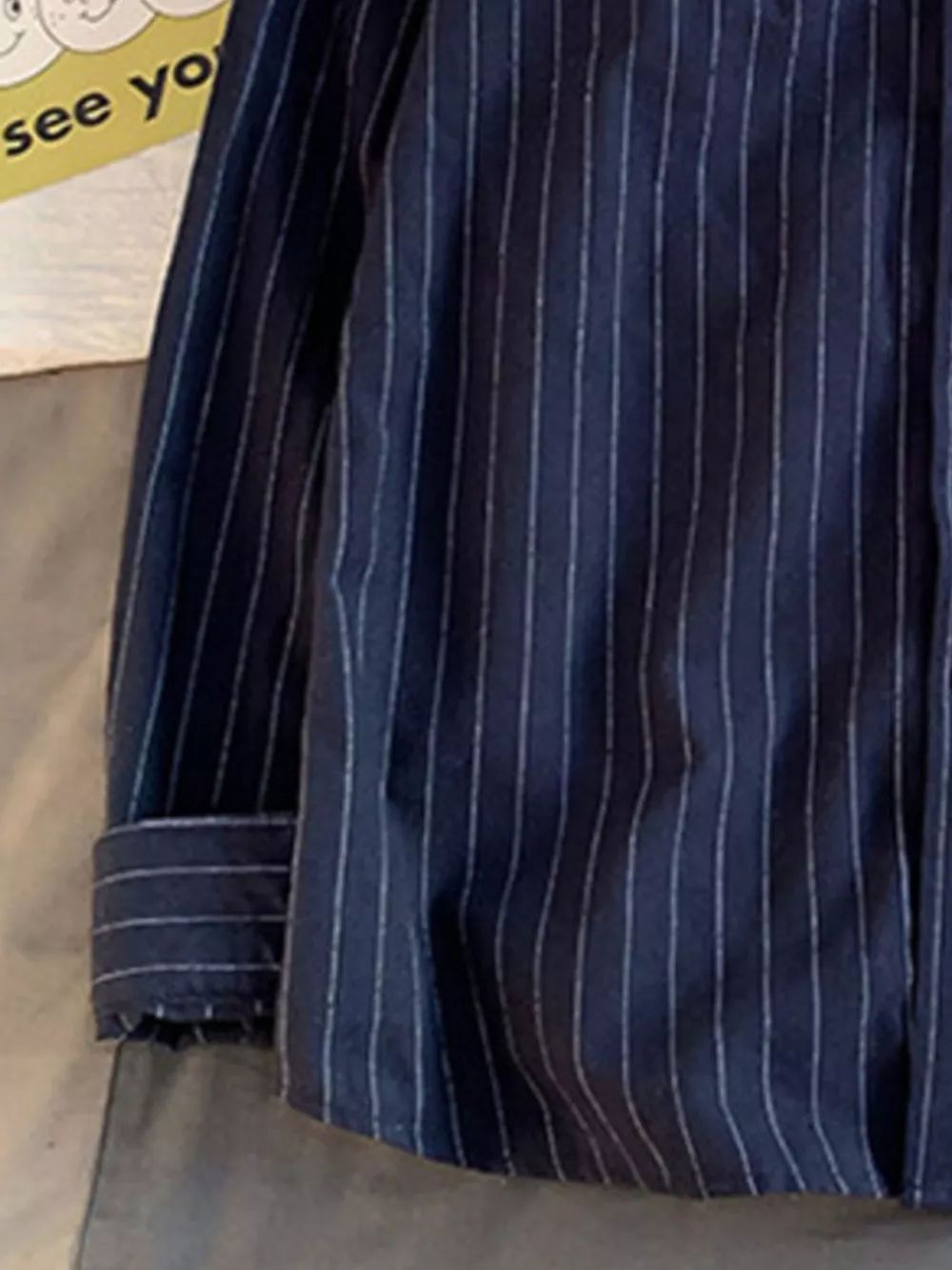 Men's Plus Size Casual Striped Long Sleeve Shirt, image 6