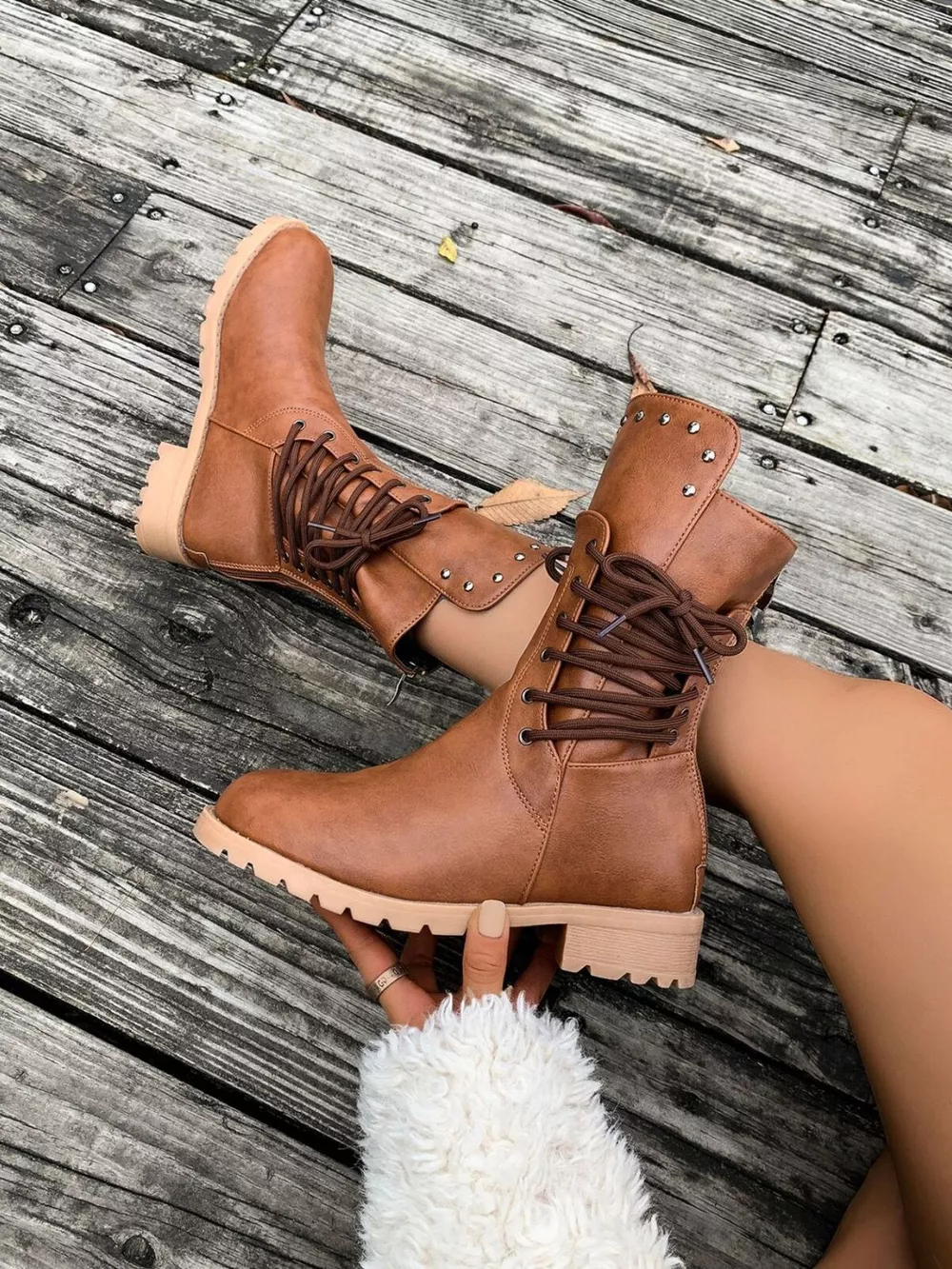 Round Toe Block Heels Boots, image 5