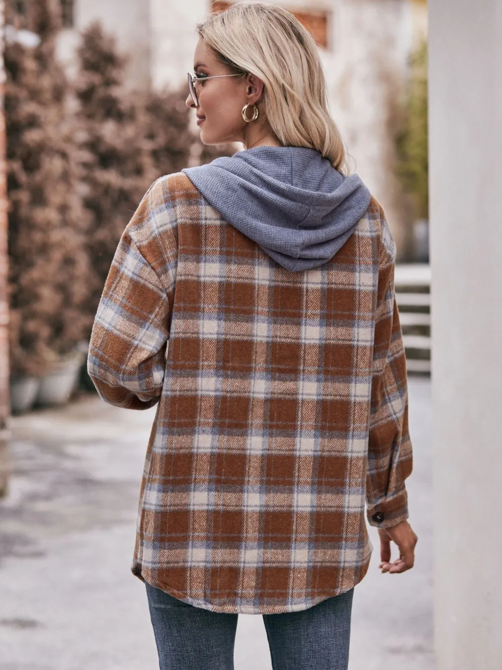Oversized Plaid Button Up Shacket, image 15