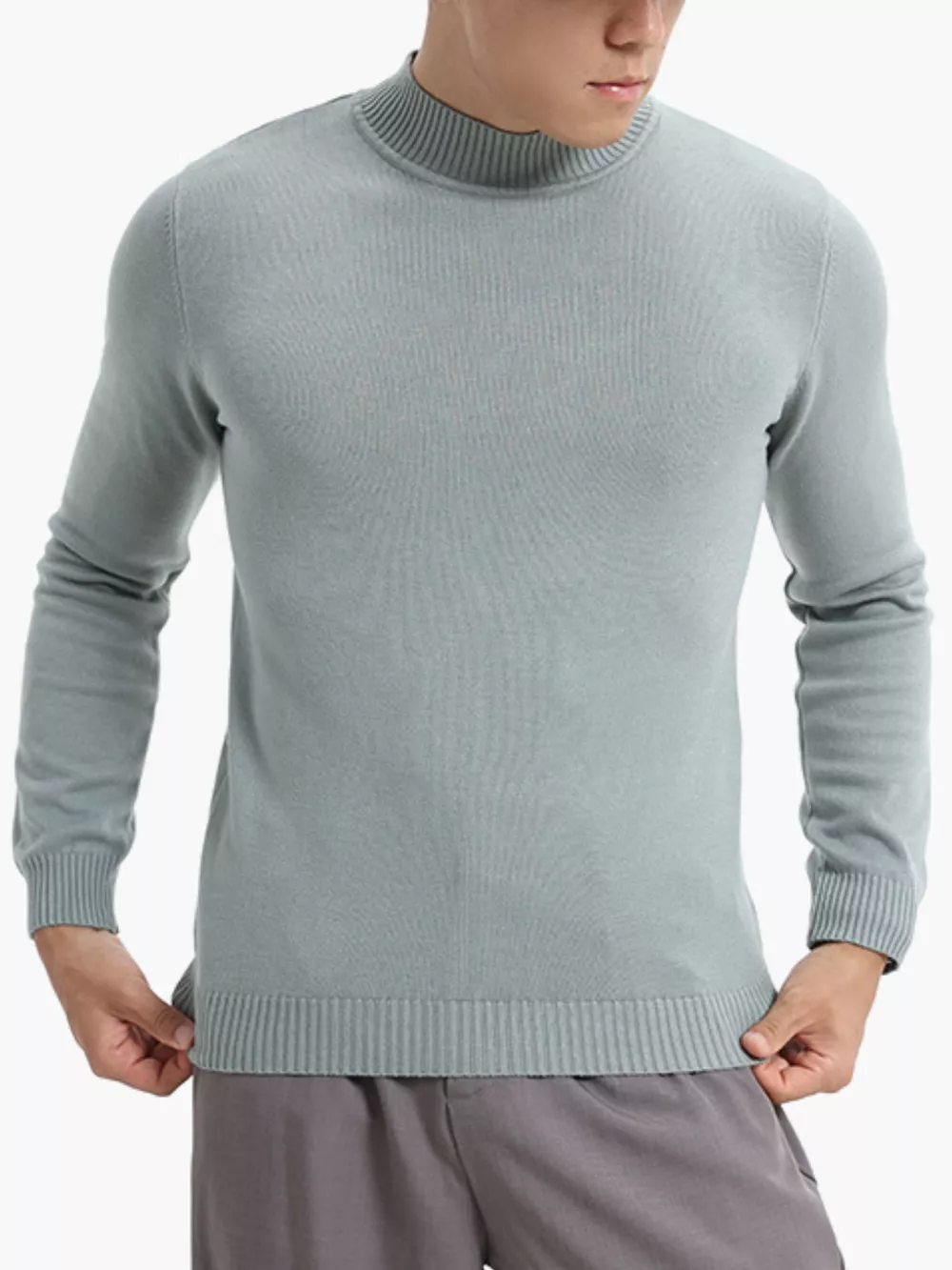 Men's Plus Size Mock Neck Slim Fit Knit Top, image 6
