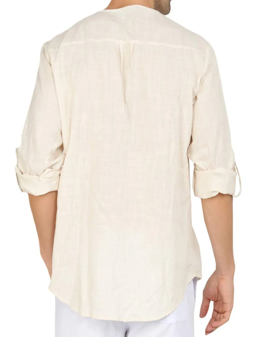 Men's Roll-Up Sleeve Linen Blend Polo Shirt, image 6