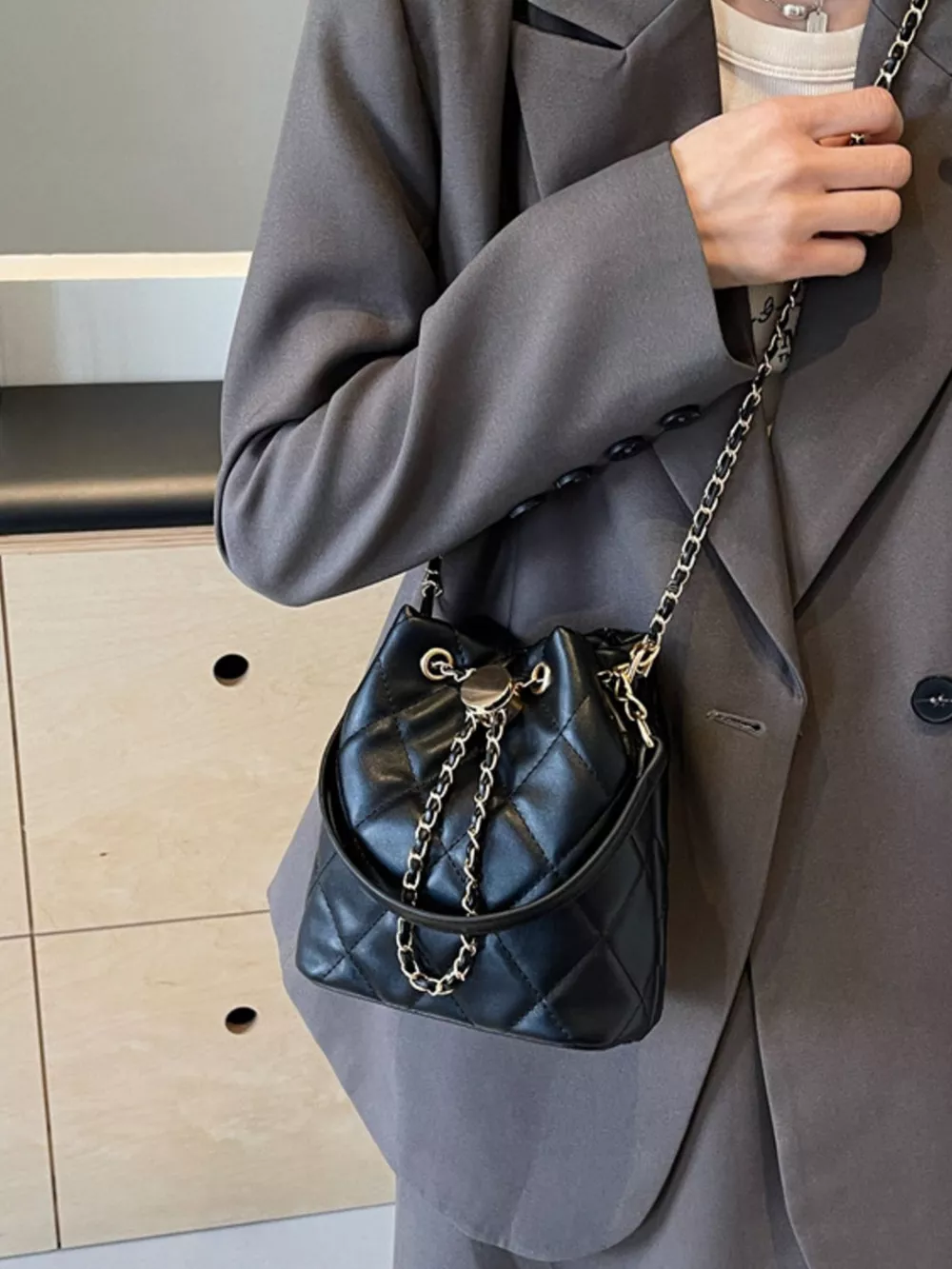 Bucket Crossbody Bag with Chain, image 8