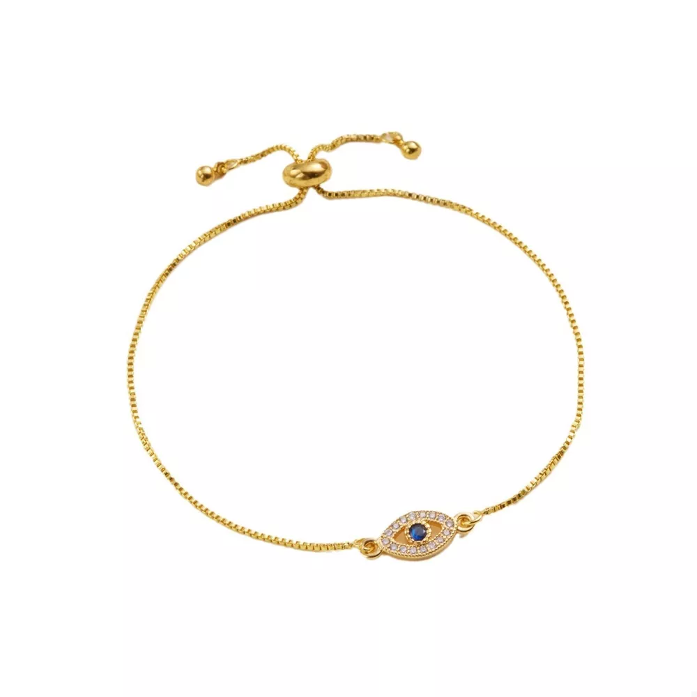 18K Gold-Plated Evil Eye Adjustable Bracelet, image 7