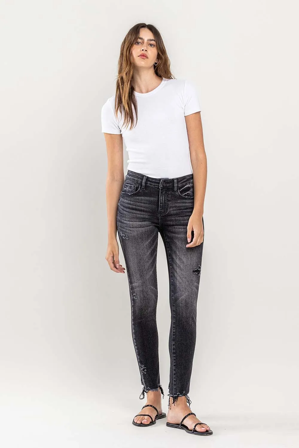 Raw Hem Cropped Skinny Jeans, image 9