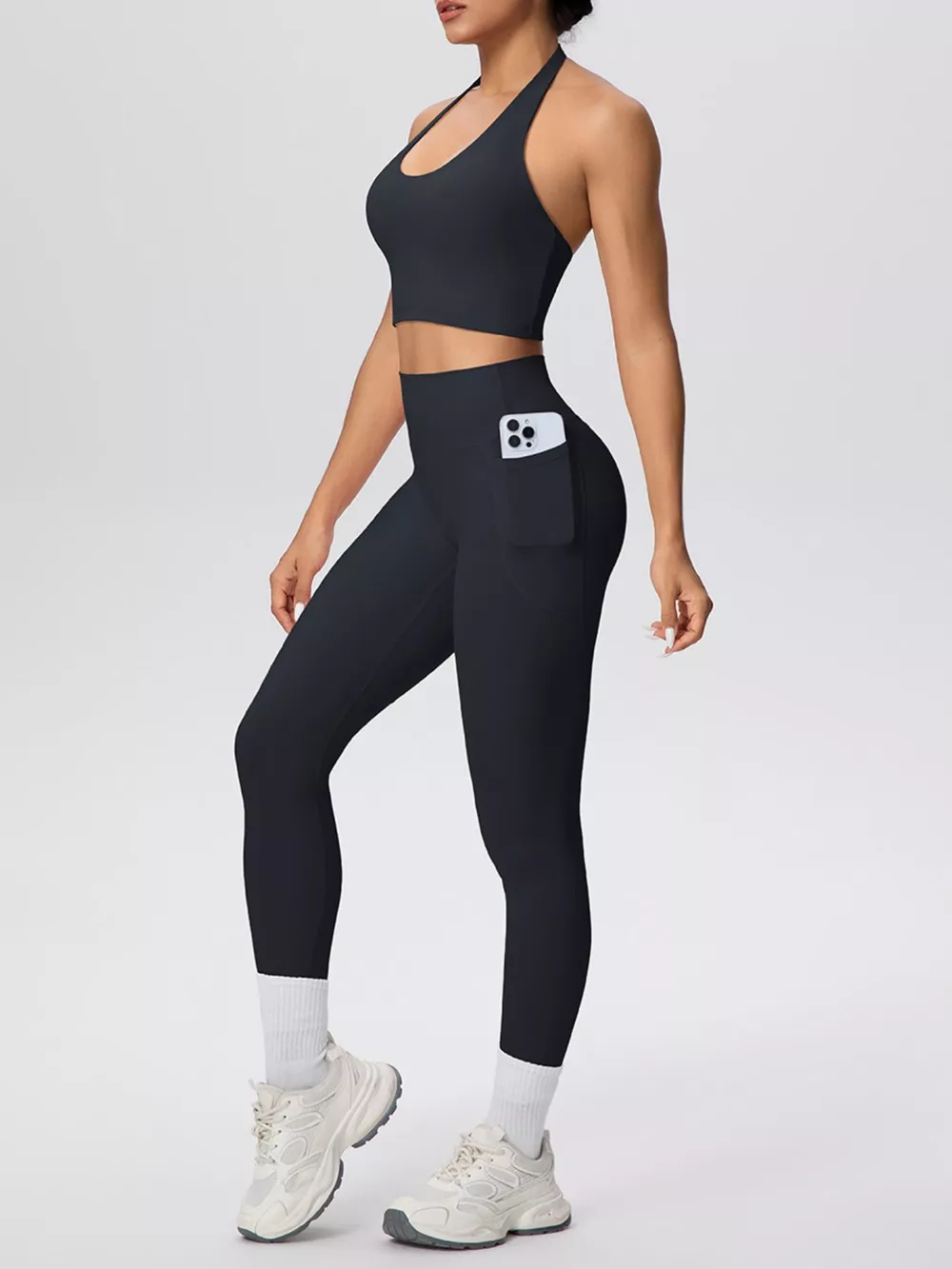 Halter Neck Crop Top and High-Waisted Leggings Active Set, image 9