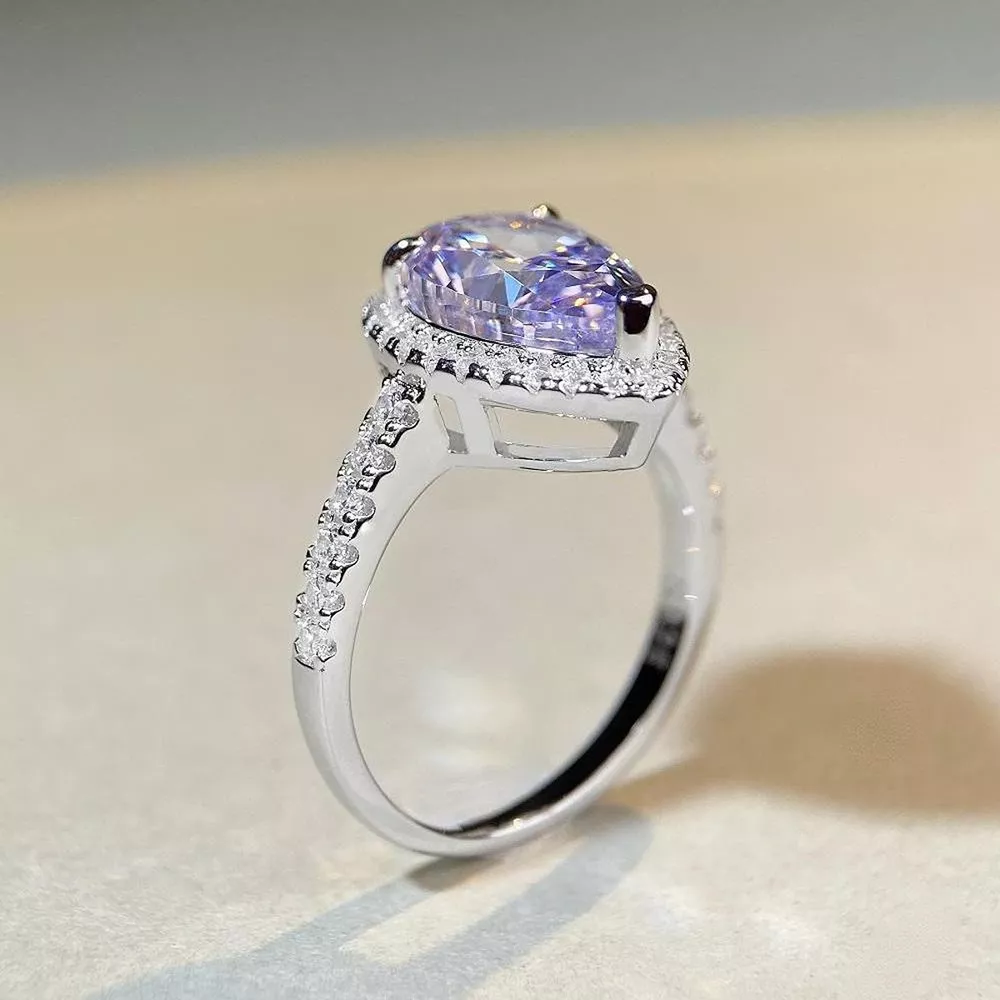 925 Sterling Silver Zircon Teardrop Ring, image 4