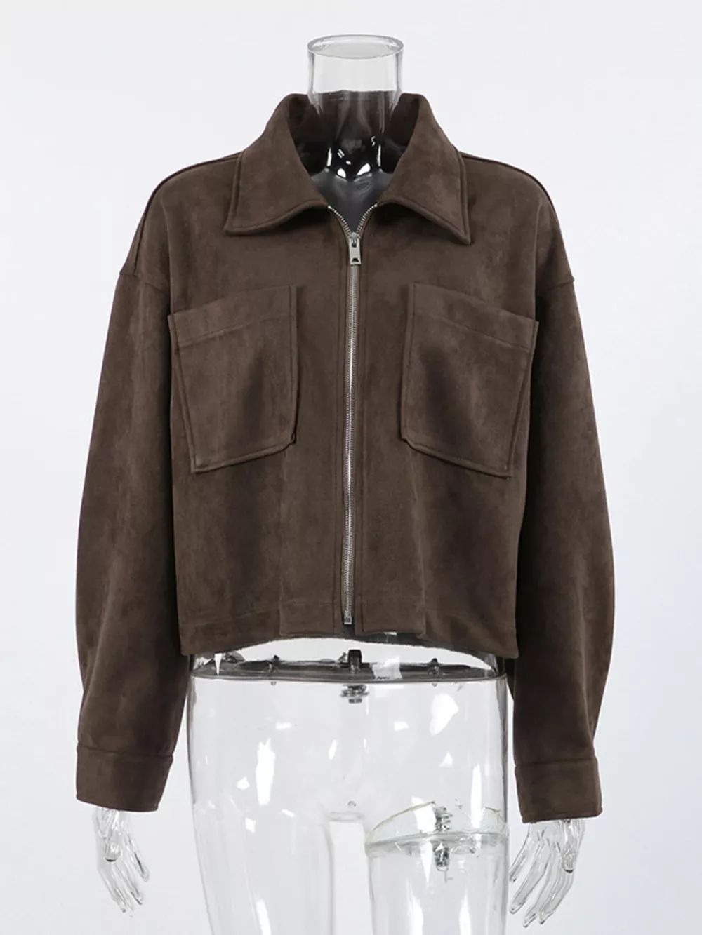 Suede Utility Jacket with Front Pockets, image 5