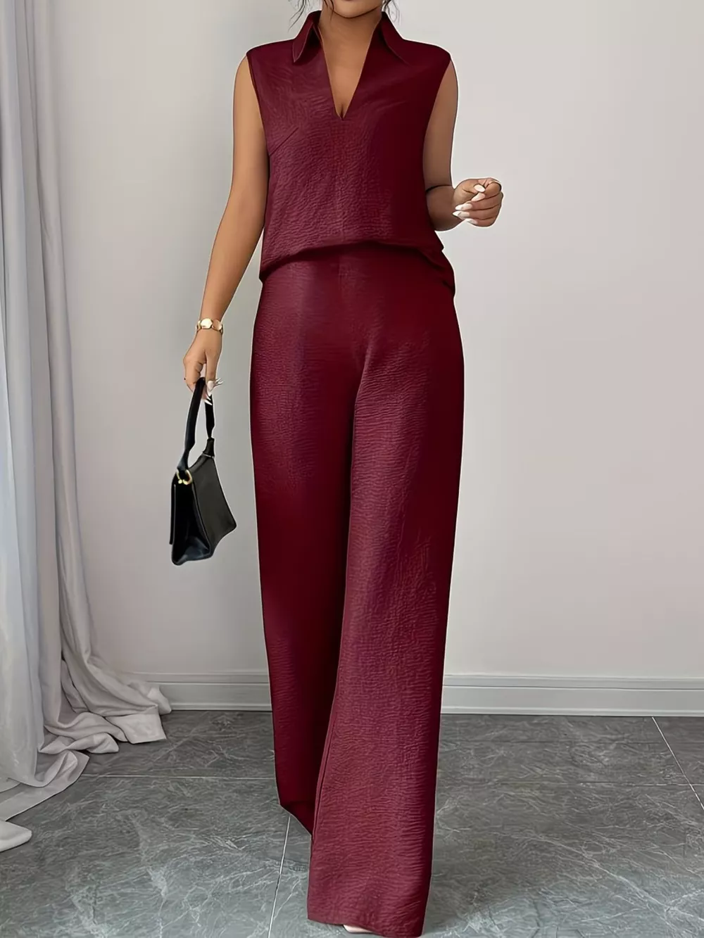 Sleeveless Top and Wide Leg Pants Set, image 7