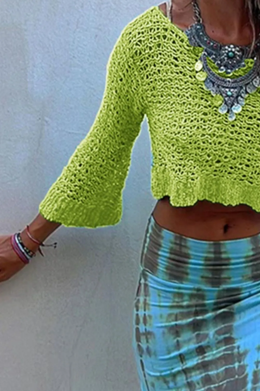 Round Neck Long Sleeve Knit Cover Up, image 14