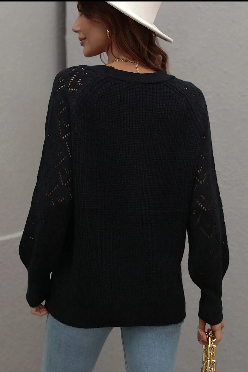 Rib-Knit Plunge Raglan Sleeve Cardigan, image 7