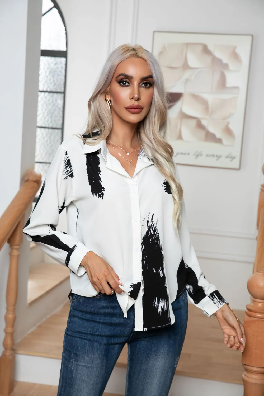 Button Down Printed Long Sleeve Shirt, image 11