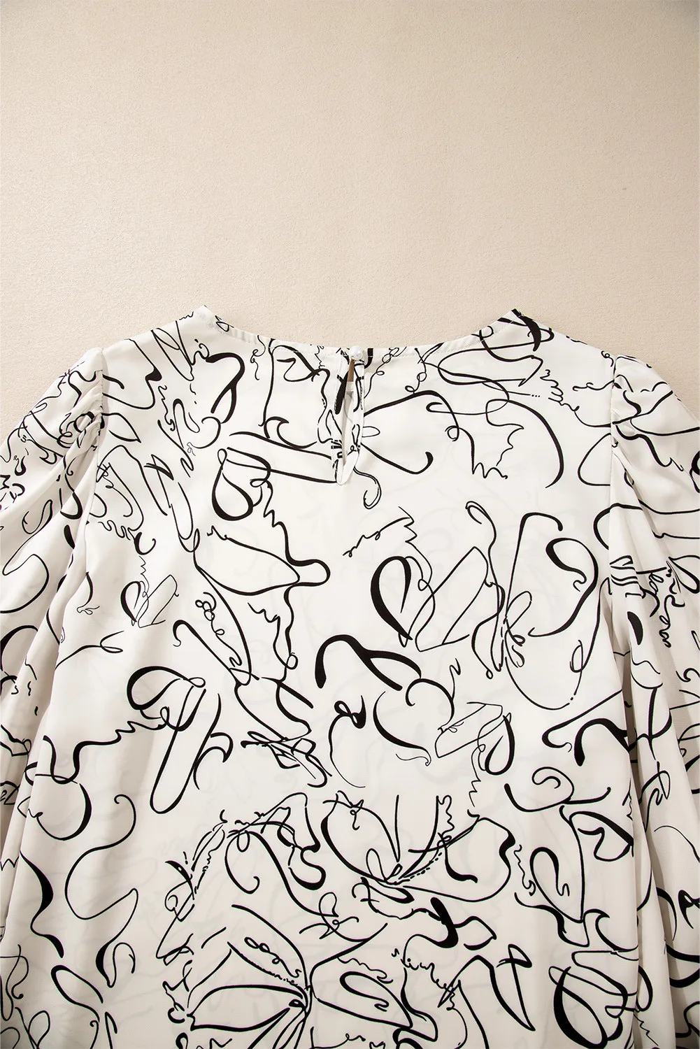 Printed Round Neck Three-Quarter Sleeve Blouse, image 6