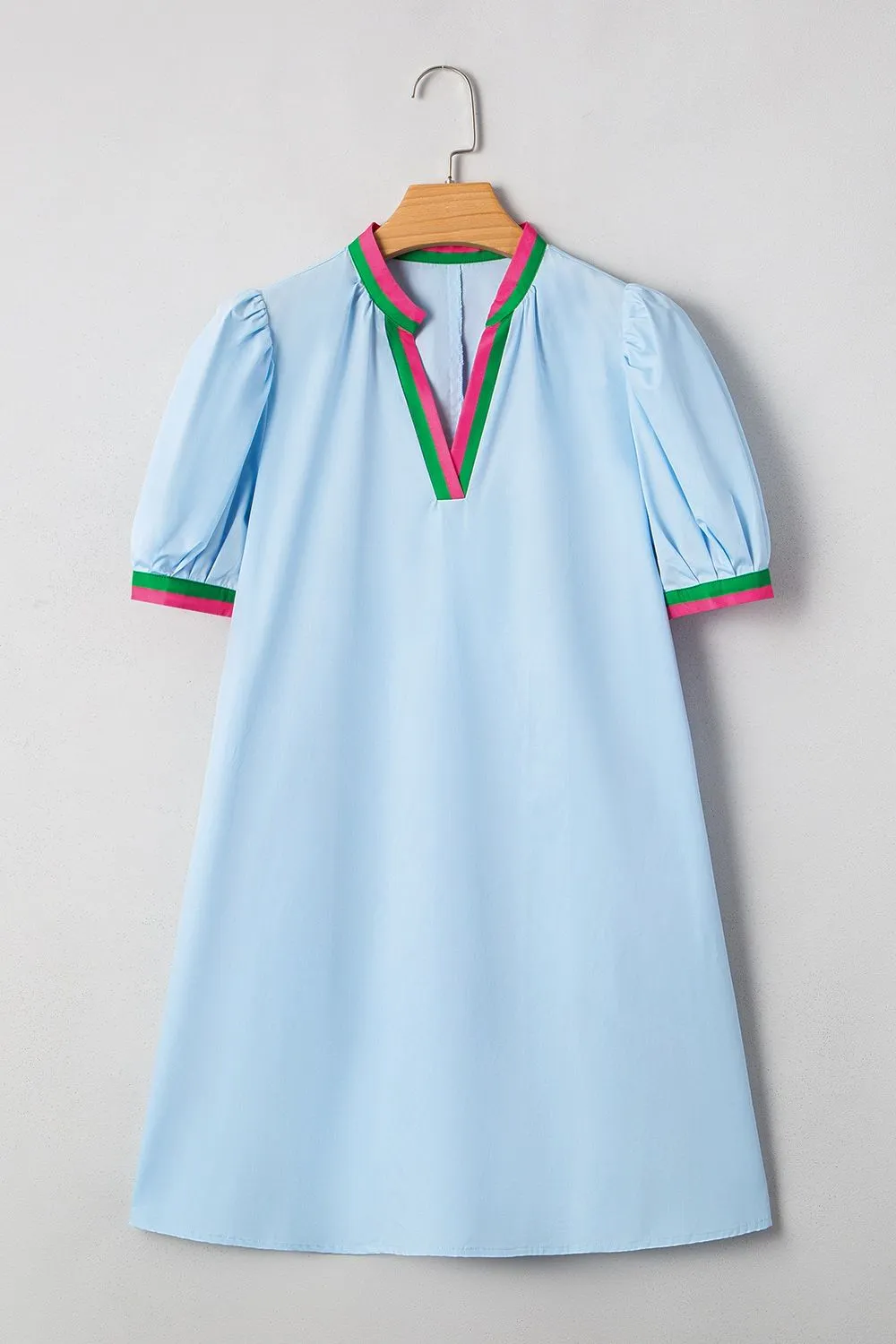 Notched Puff Sleeve Swing Dress, image 8