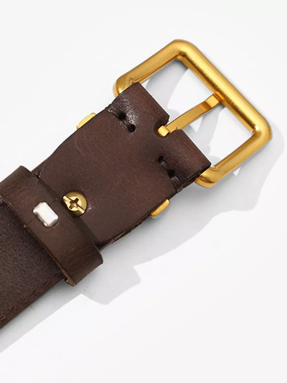Classic Leather Belt with Golden Buckle, image 6