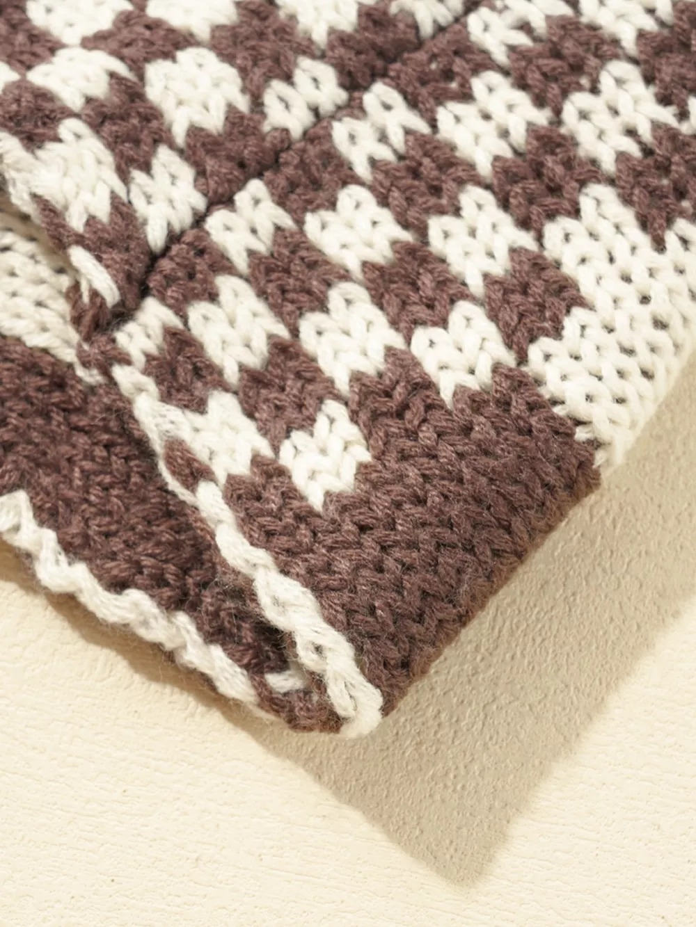 Checkerboard Pattern Sweater Cardigan, image 7