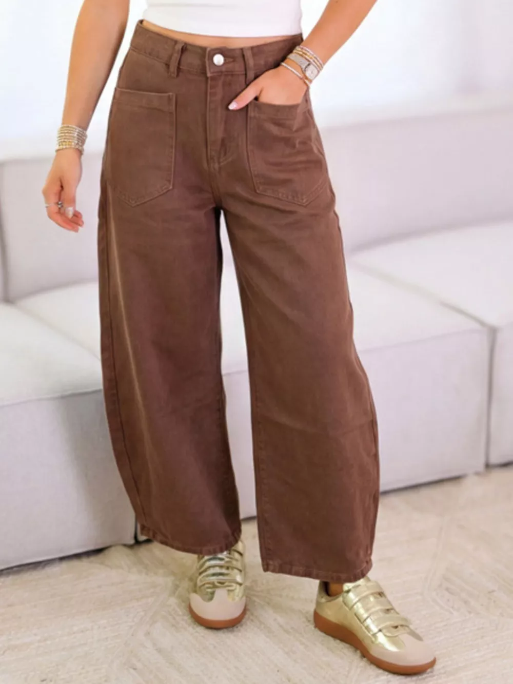 Wide-Leg Jeans with Front Patch Pockets, image 2