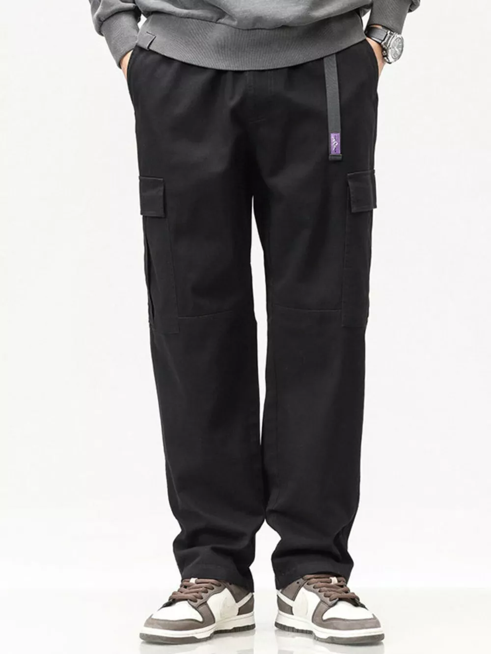 Men's Full Size Casual Cargo Pants with Elastic Waist Plus Size, image 4
