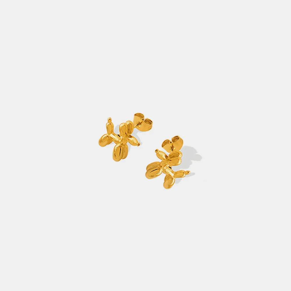 18K Gold-Plated Titanium Steel Puppy Shape Stud Earrings, image 2