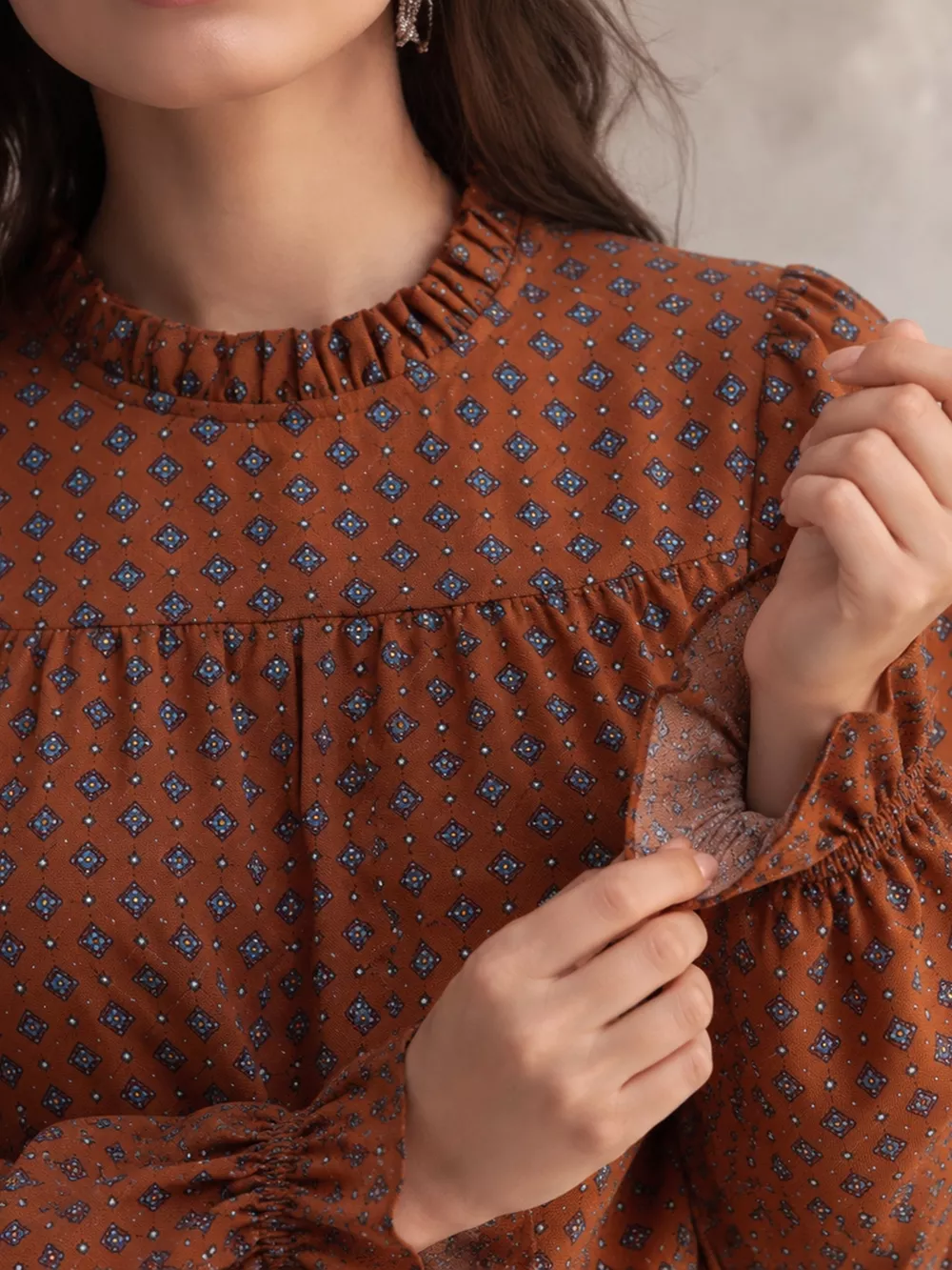 Printed Flounce Sleeve Blouse, image 5