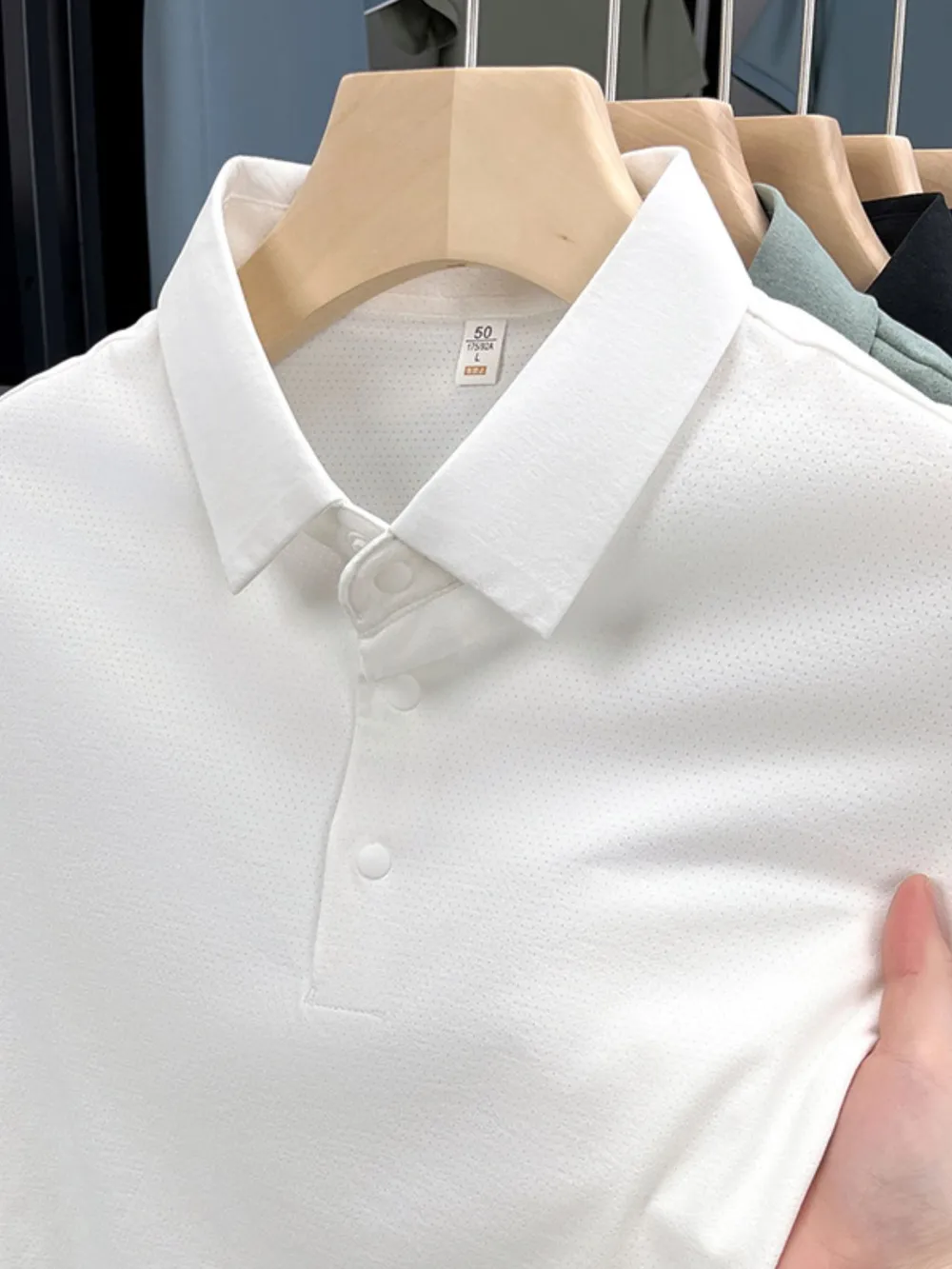 Men's Plus Size Button Detail Short Sleeve Polo, image 8