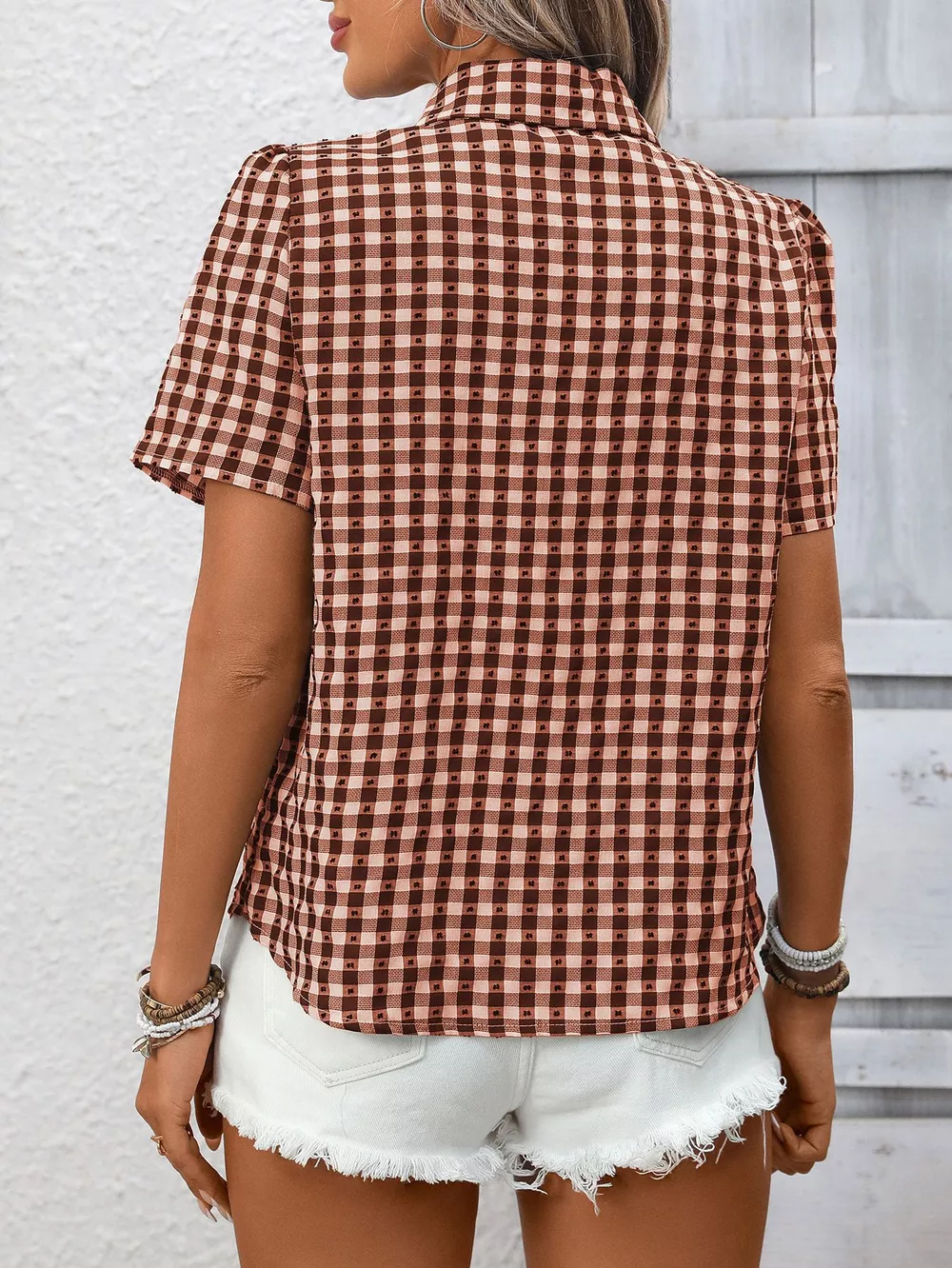 Plaid Button-Up Short Sleeve Shirt, image 16