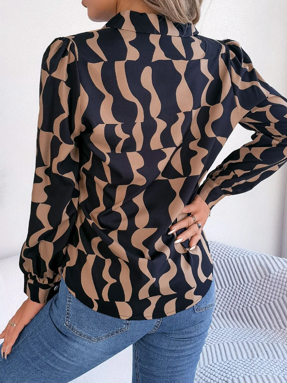 Printed Button Up Long Sleeve Shirt, image 8