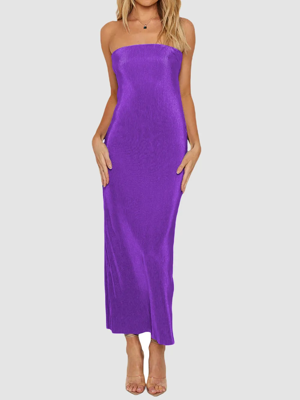 Lace-Up Back Tube Maxi Dress, image 28
