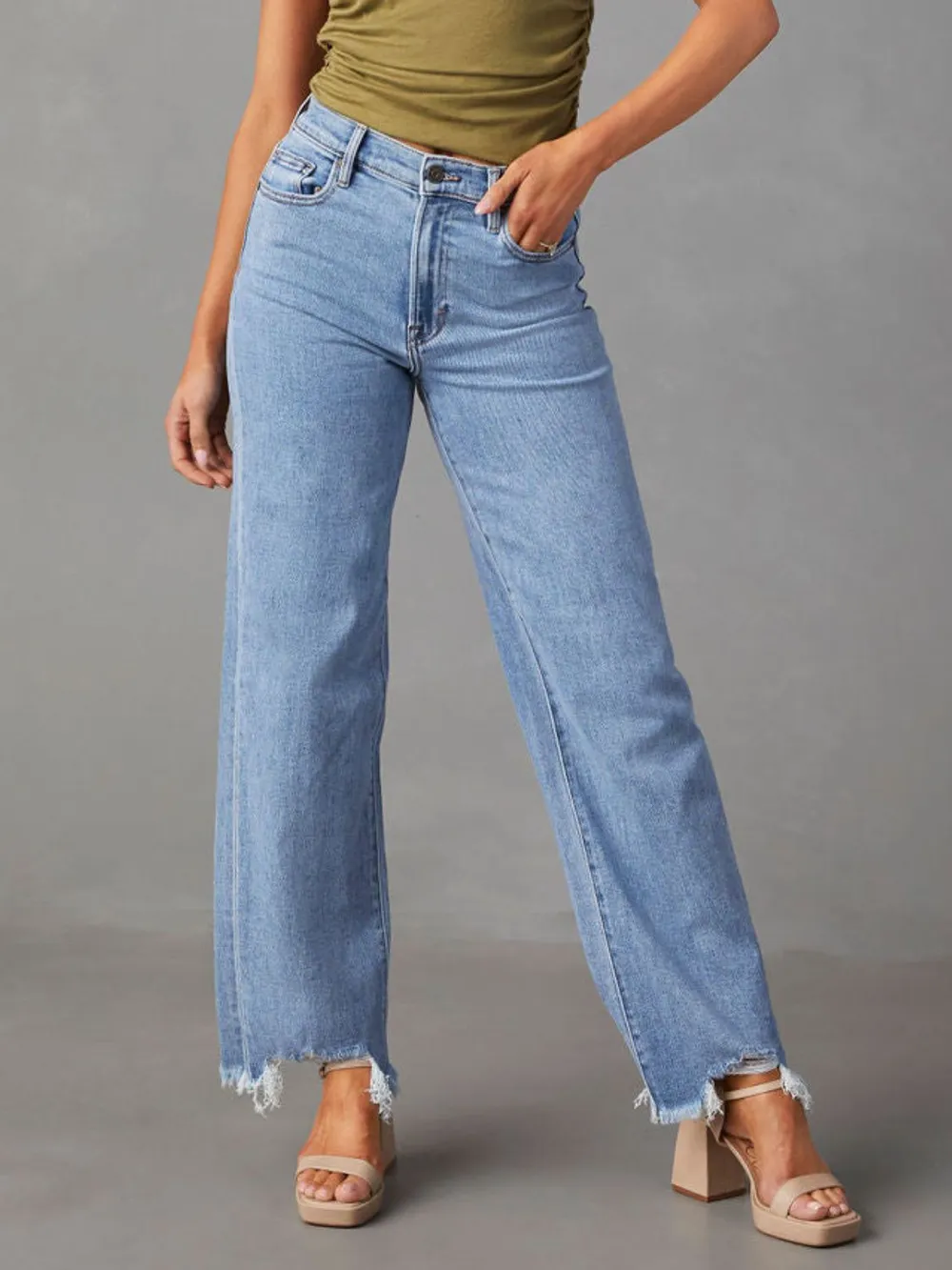 Raw Hem Loose Fit Jeans, image 4